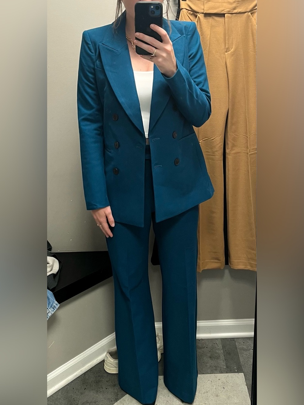 Express Teal Double-Breasted Blazer